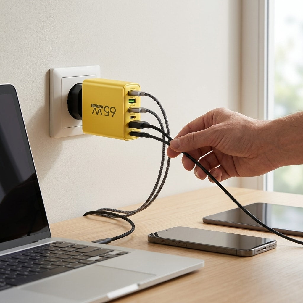 Chargeur 65W 6 Ports USB-A et USB-C