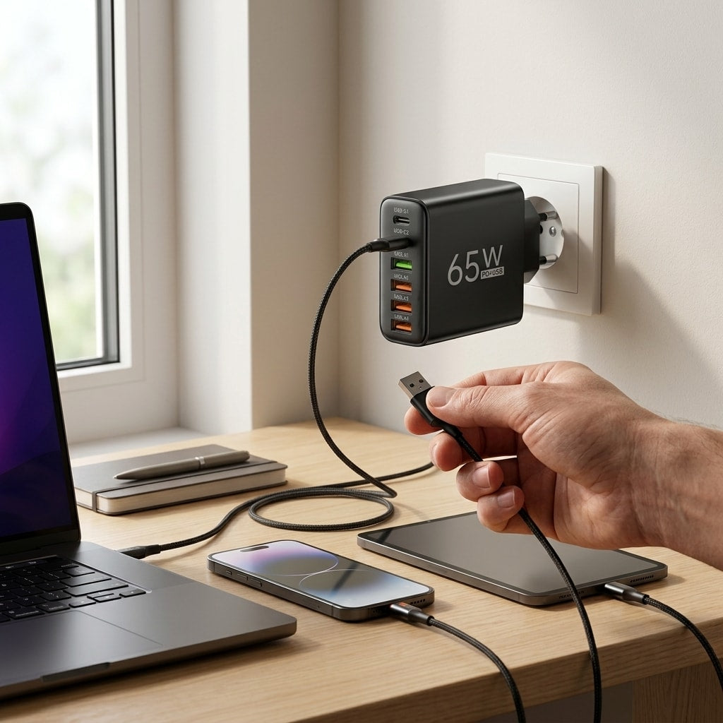 Chargeur 65W 6 Ports USB-A et USB-C