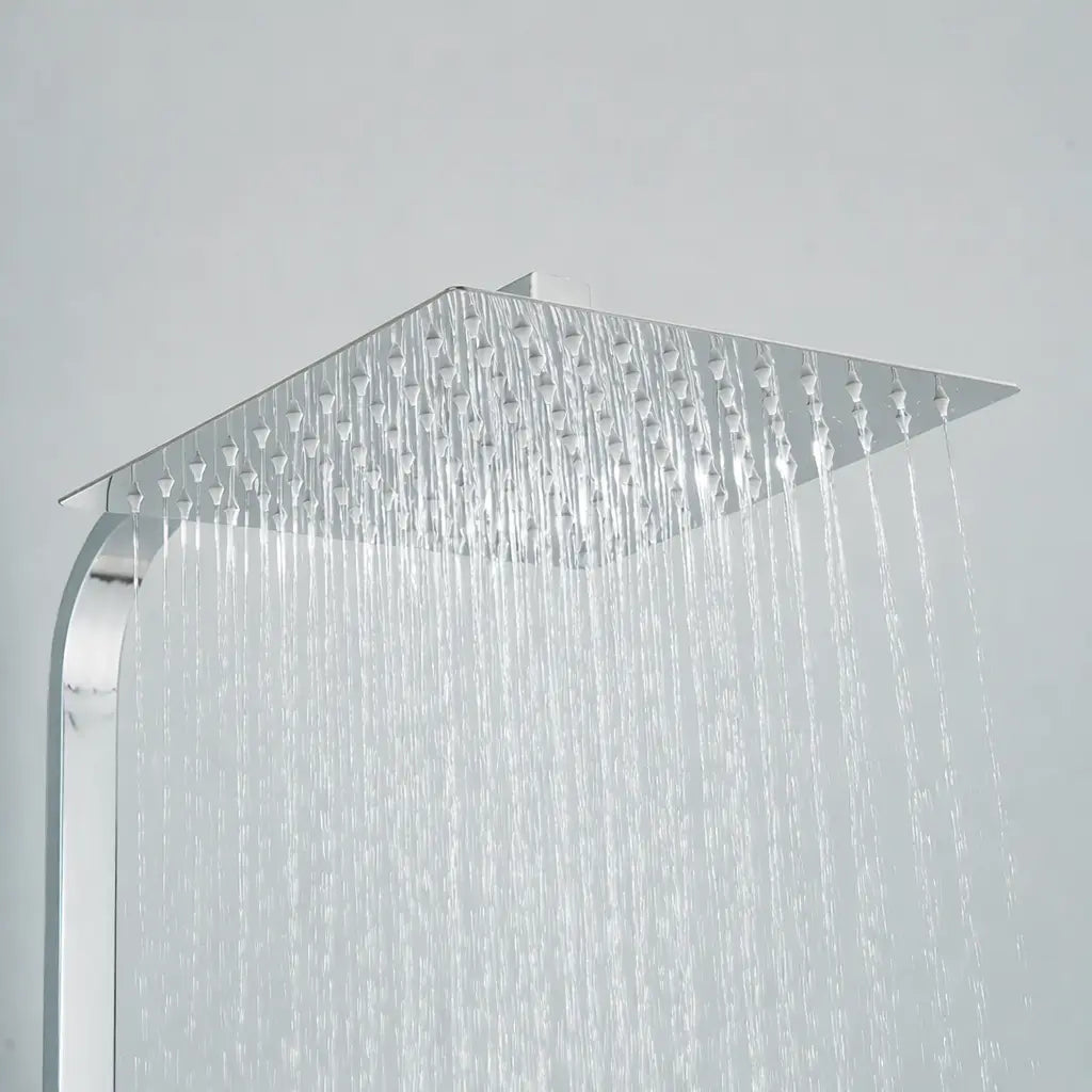 Ciel de douche chromé effet pluie anti-calcaire