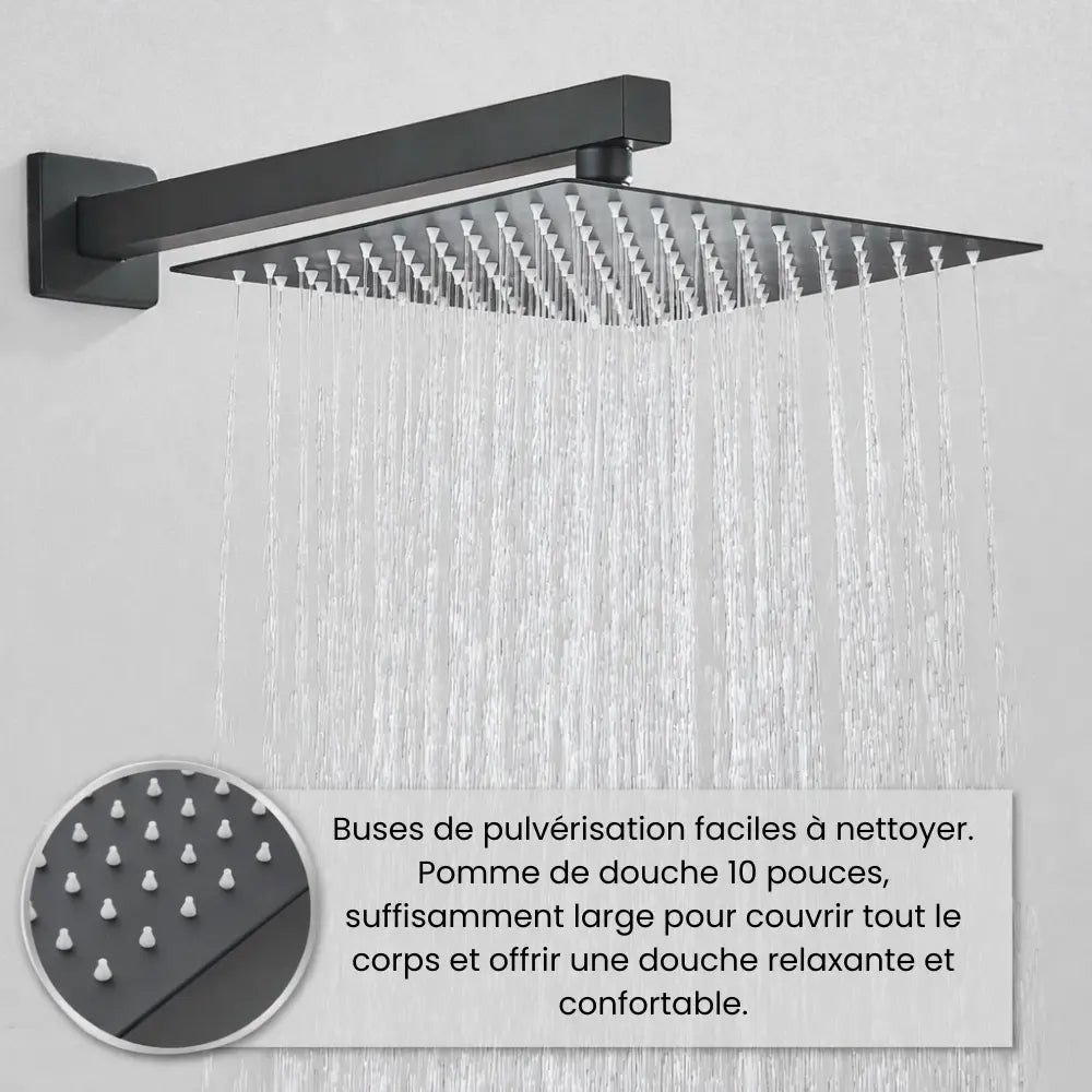 Ciel de douche encastrée noir mat