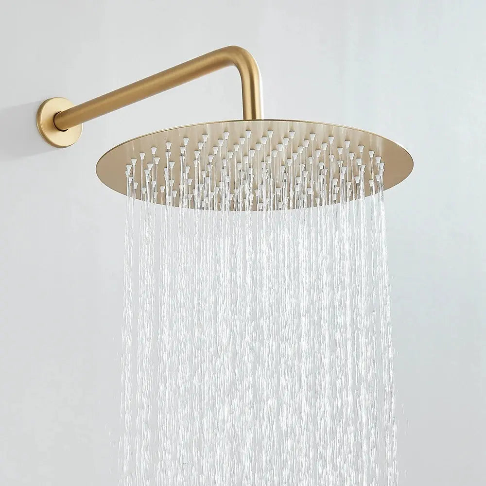 Ciel de douche encastré or brossé design effet pluie