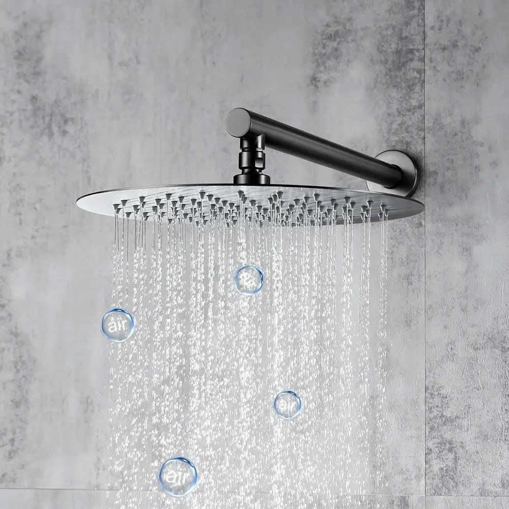 Colonne de douche encastrée gris brossé — détail matière