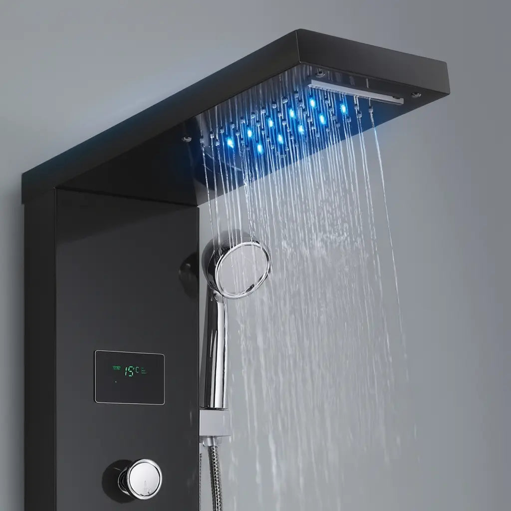 Ciel de douche de la colonne de douche hydromassante noir mat