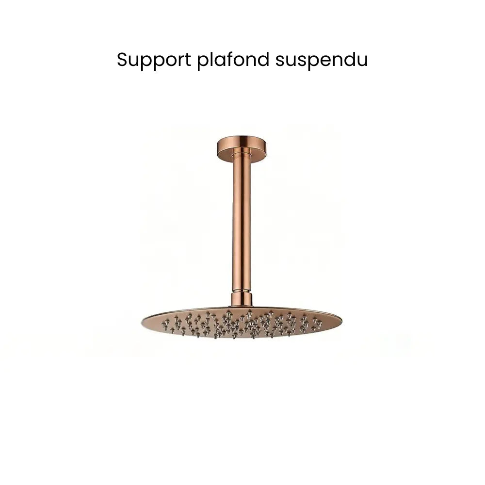 ciel de douche support plafond suspendu or rose brossé
