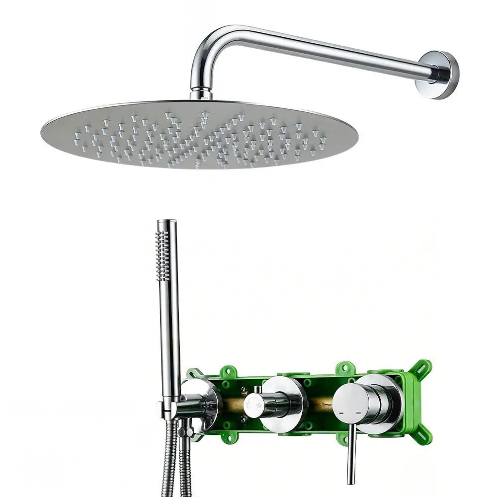 Douche chrome ciel support mural arrondi