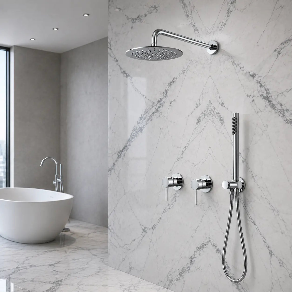 colonne de douche encastrée chrome salle de bain design