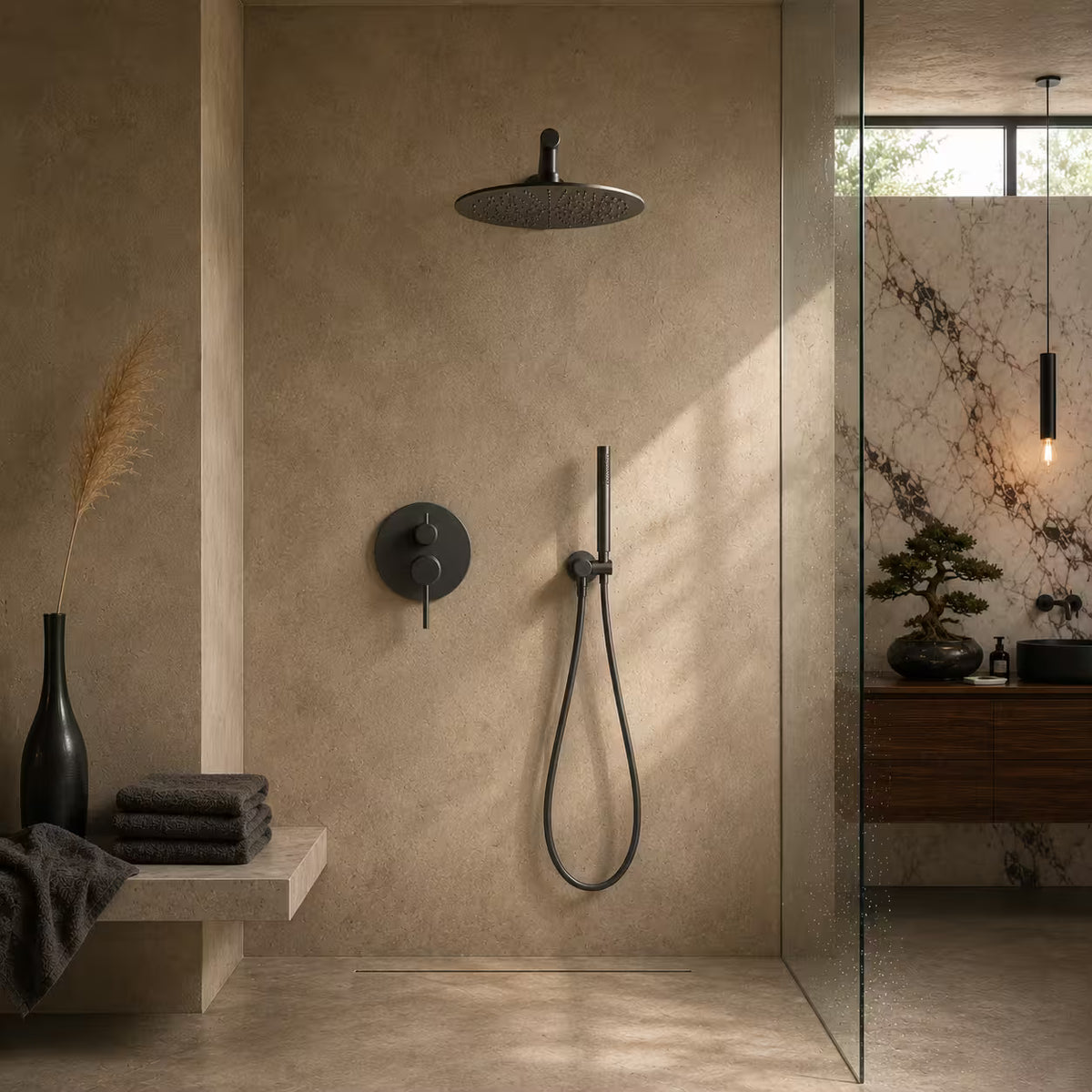 colonne de douche gris brossé encastré