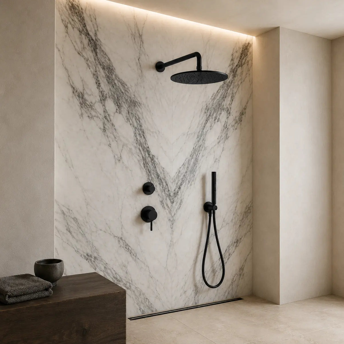 colonne de douche encastrée noir mat salle de bain design
