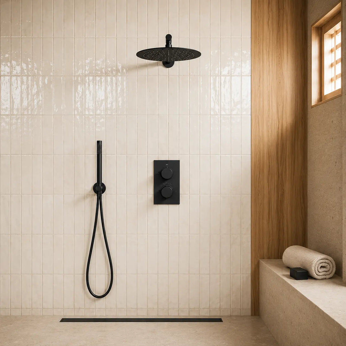 colonne de douche encastrée noir mat