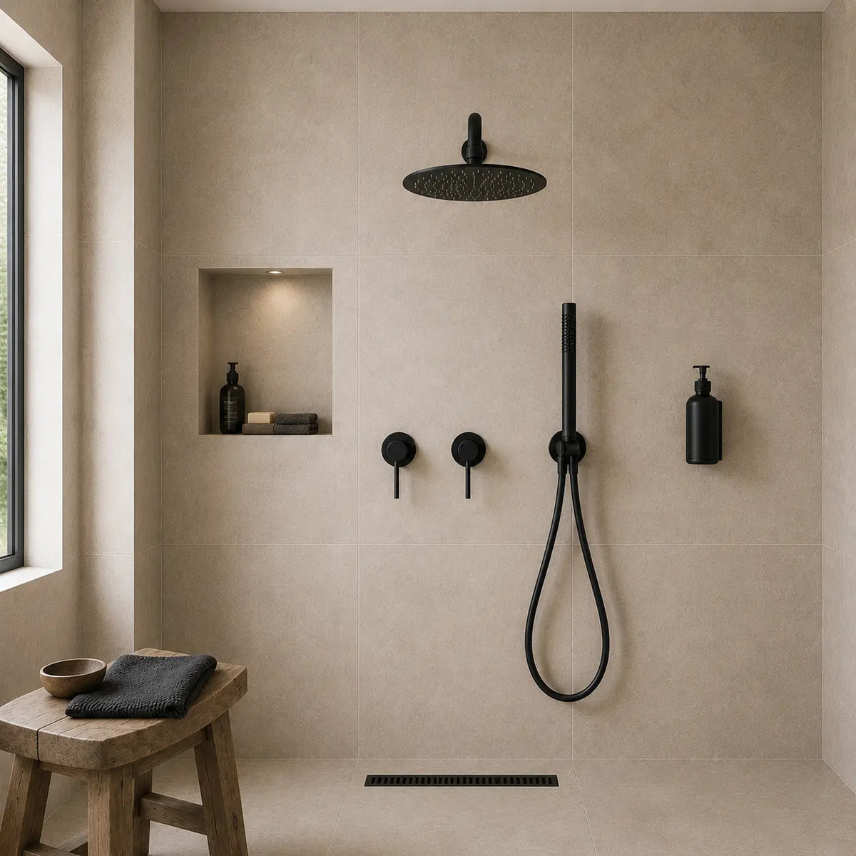 colonne de douche encastrée noir mat