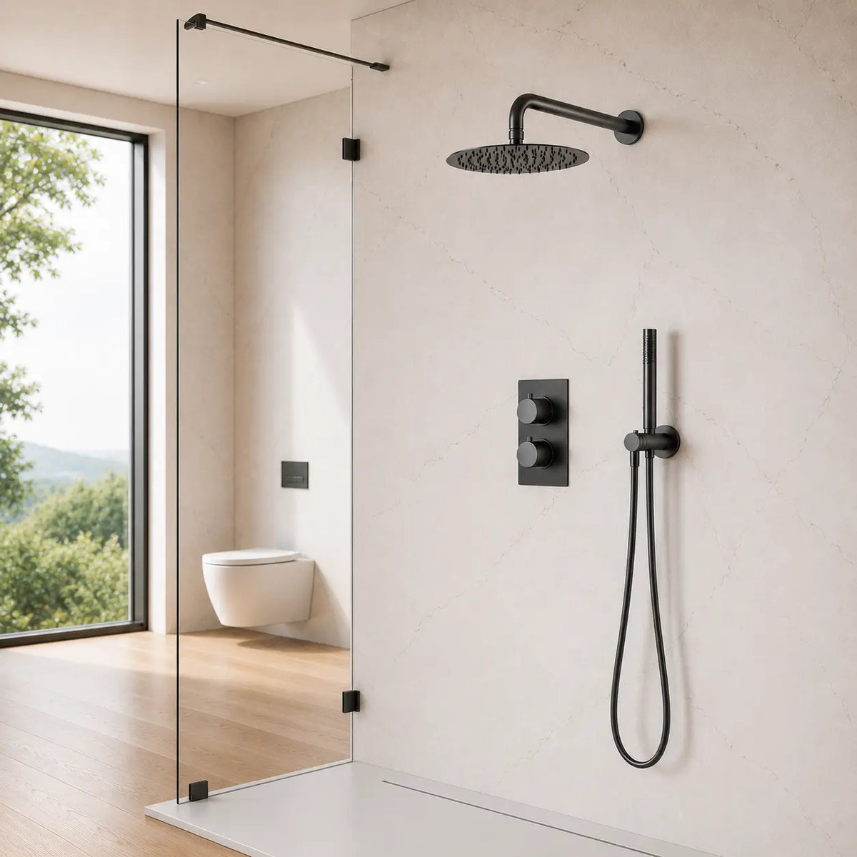 colonne de douche gris brossé