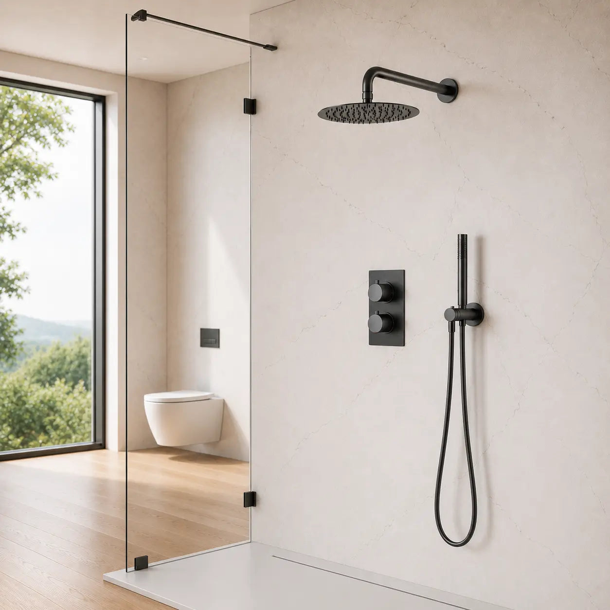 colonne de douche gris brossé