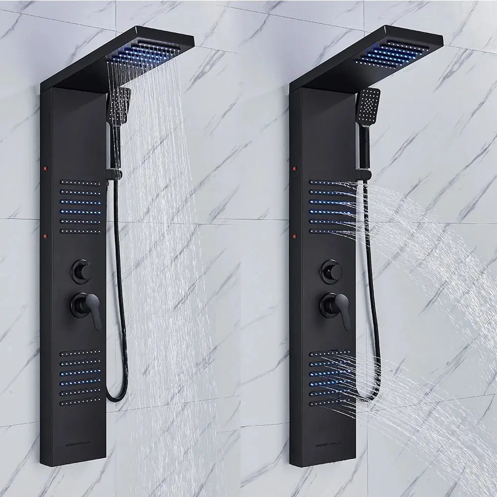 Types de jets de la colonne de douche hydromassante noir mat