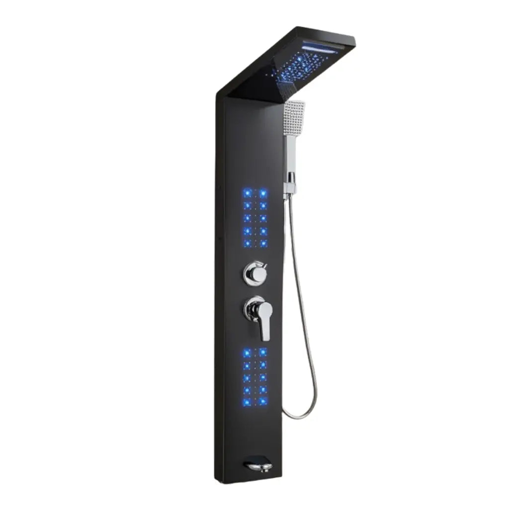 Colonne de douche hydromassante noir mat avec LED