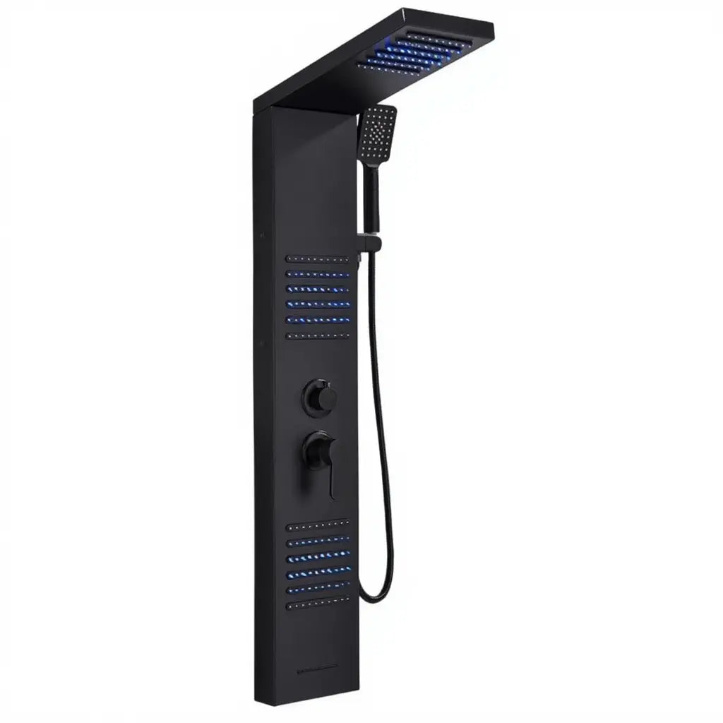 Colonne de douche hydromassante noir mat avec LED