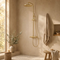 Colonne de douche thermostatique dorée