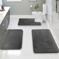 Ensemble de Tapis de Bain Antidérapants en Mousse à Mémoire – 3 Pièces