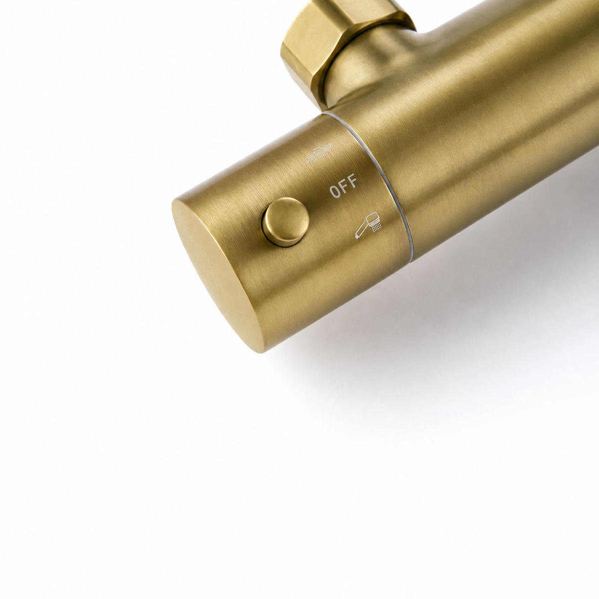 Détails mitigeur thermostatique dorée