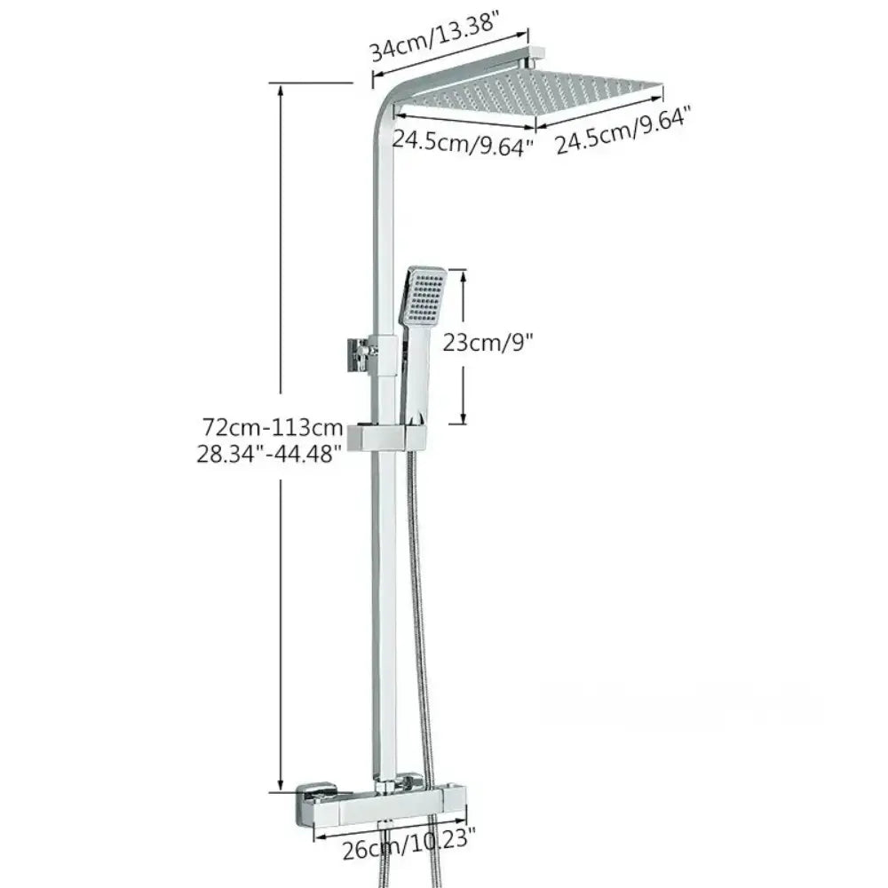 Dimensions colonne de douche thermostatique chrome 