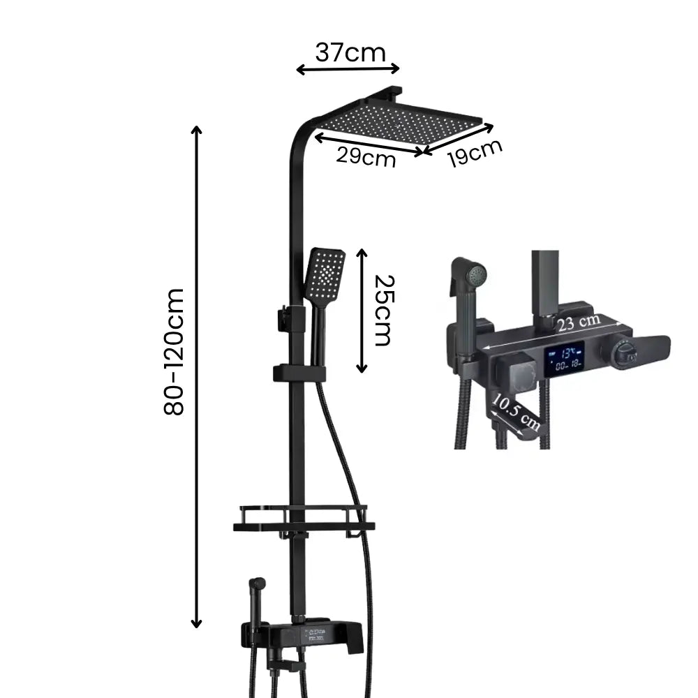 Dimensions colonne de douche thermostatique noir mat