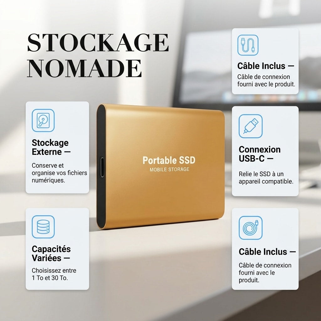 Disque SSD Externe USB-C – Jusqu’à 128 TB