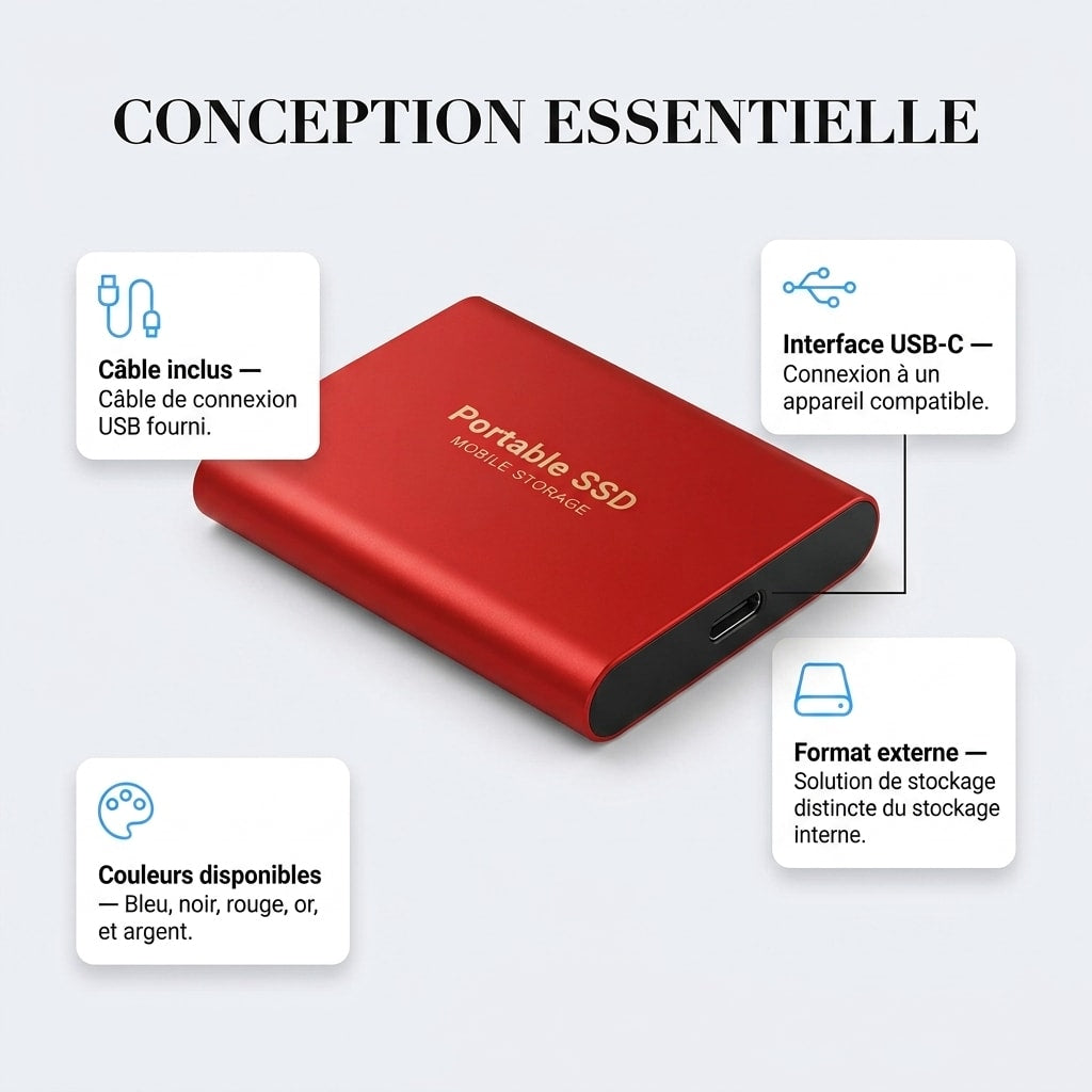 Disque SSD Externe USB-C – Jusqu’à 128 TB