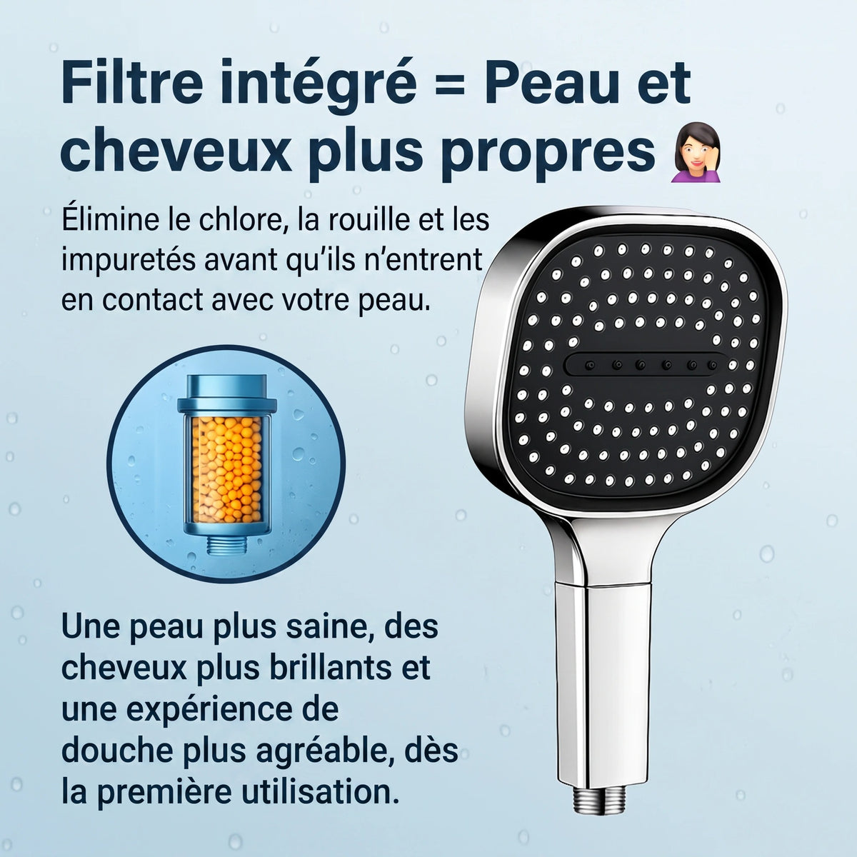 Douchette de Douche Haute Pression avec Filtration Intégrée