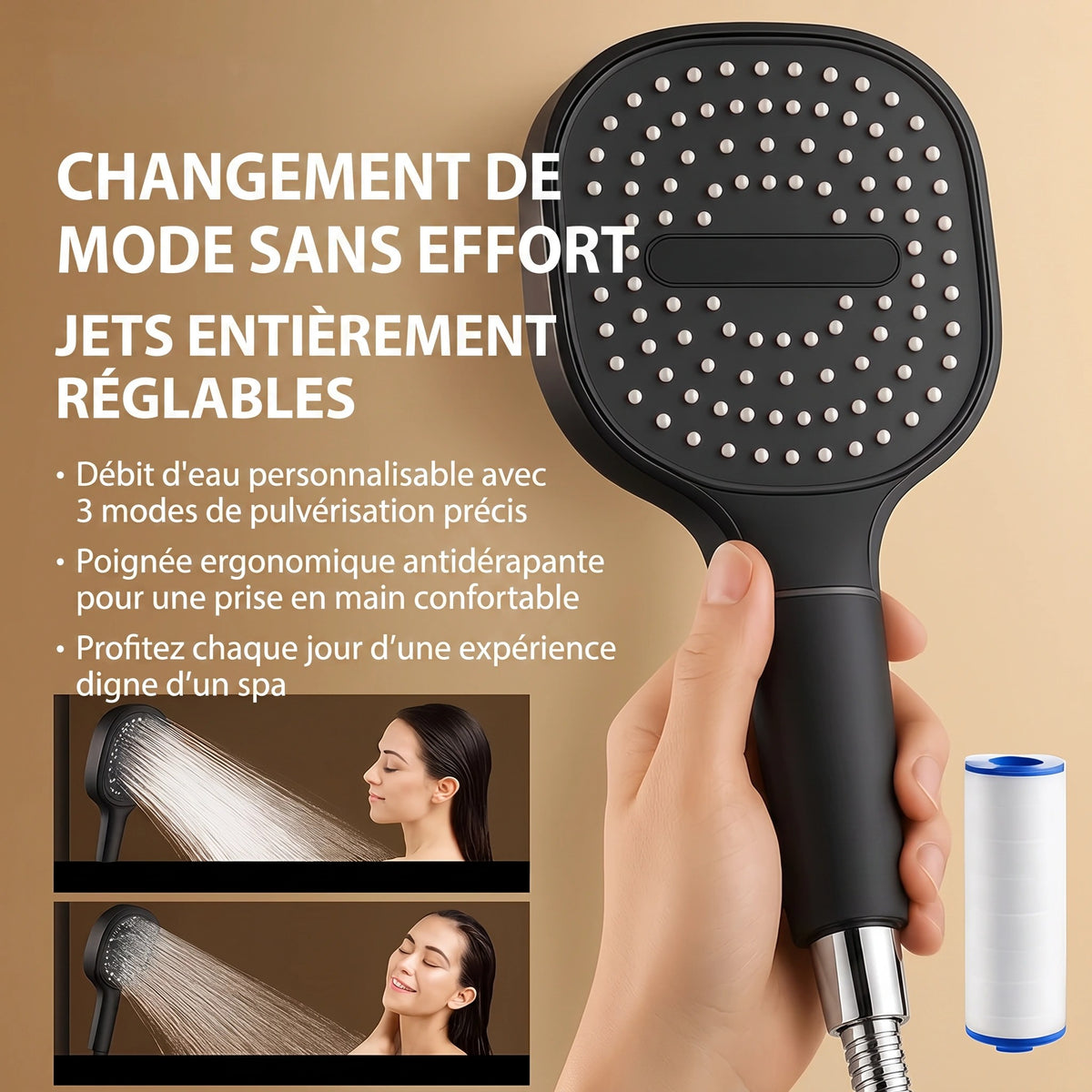 Douchette de Douche Haute Pression avec Filtration Intégrée