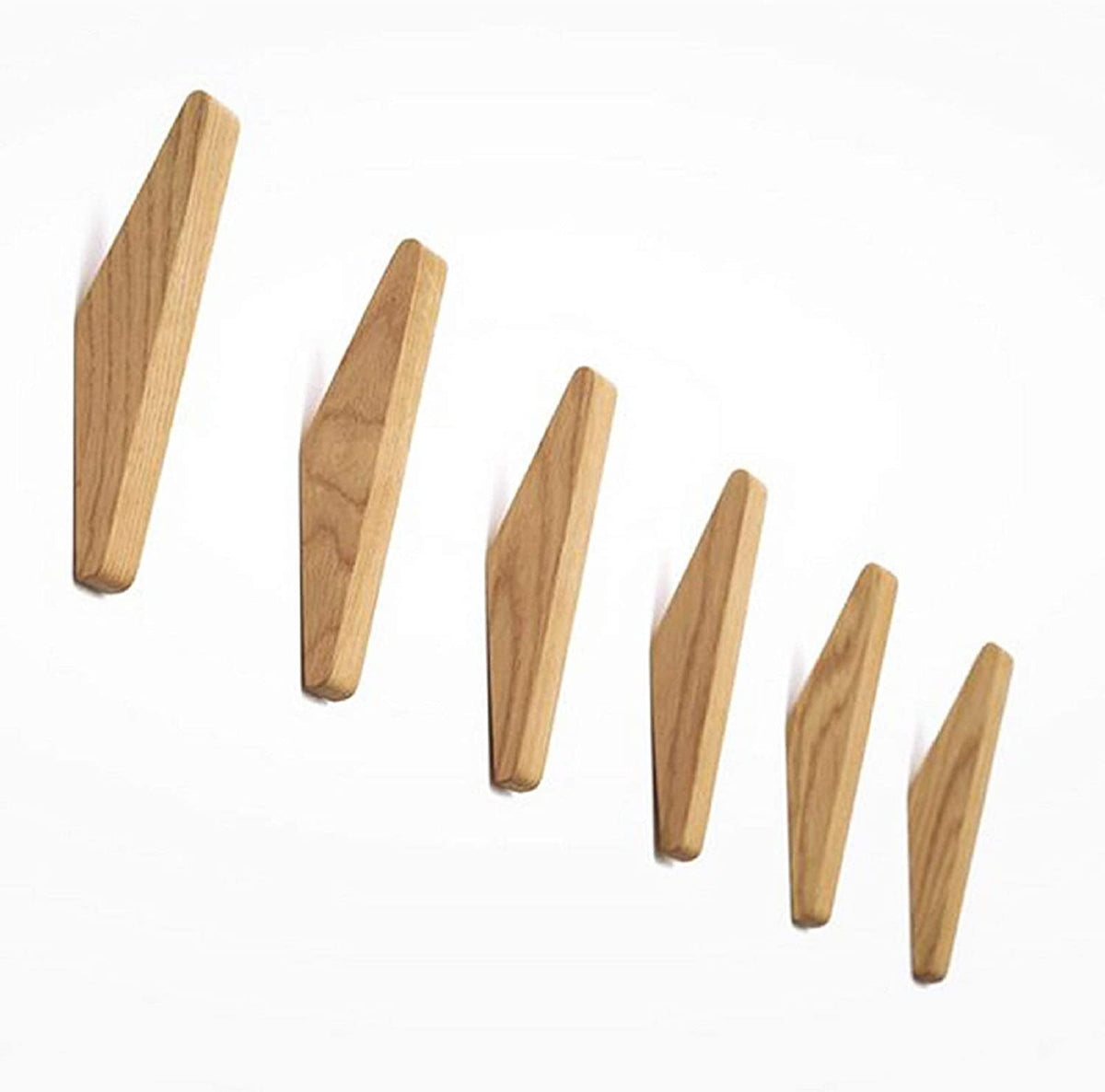 Lot de 6 Crochets Muraux en Bois Massif
