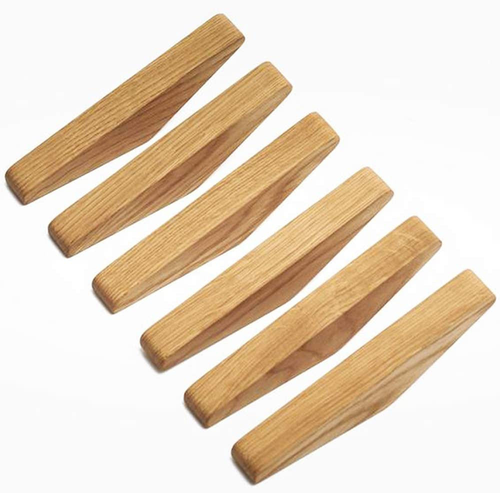 Lot de 6 Crochets Muraux en Bois Massif