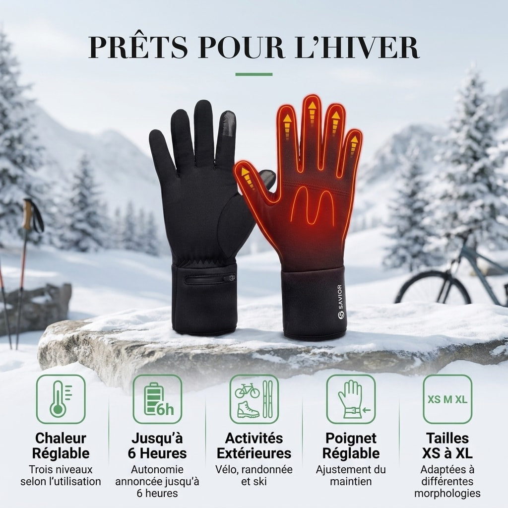 Gants Chauffants d’Hiver – 3 Niveaux de Chaleur