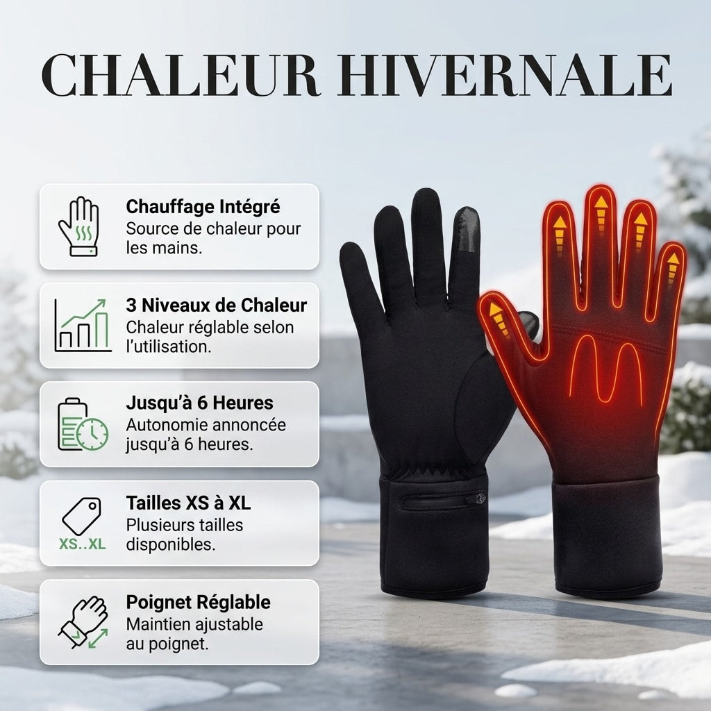 Gants Chauffants d’Hiver – 3 Niveaux de Chaleur