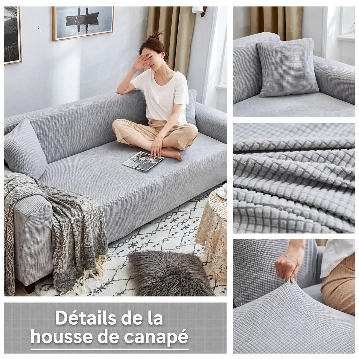Housse de Canapé Jacquard Antidérapante Lavable