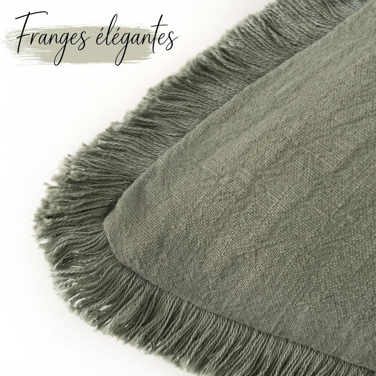 Housse de Coussin en Coton et Lin avec Franges – Lot de 2