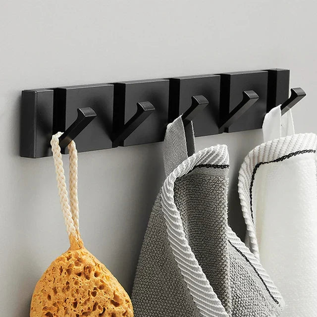 Porte-Manteau Mural en Acier Inoxydable à Crochets Rabattables