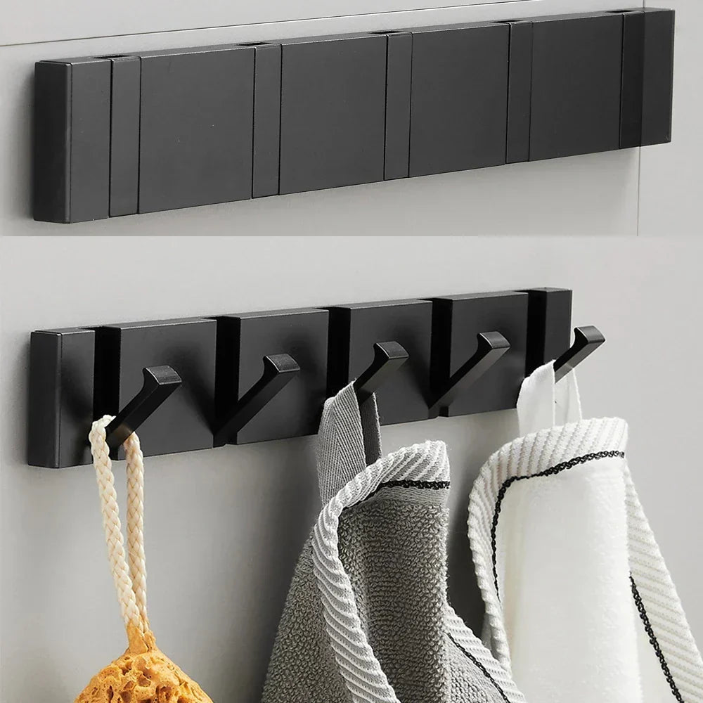 Porte-Manteau Mural en Acier Inoxydable à Crochets Rabattables