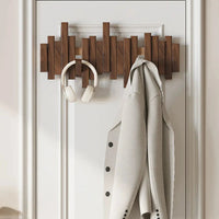 Porte-Manteau Mural en Bois à Crochets Pliables
