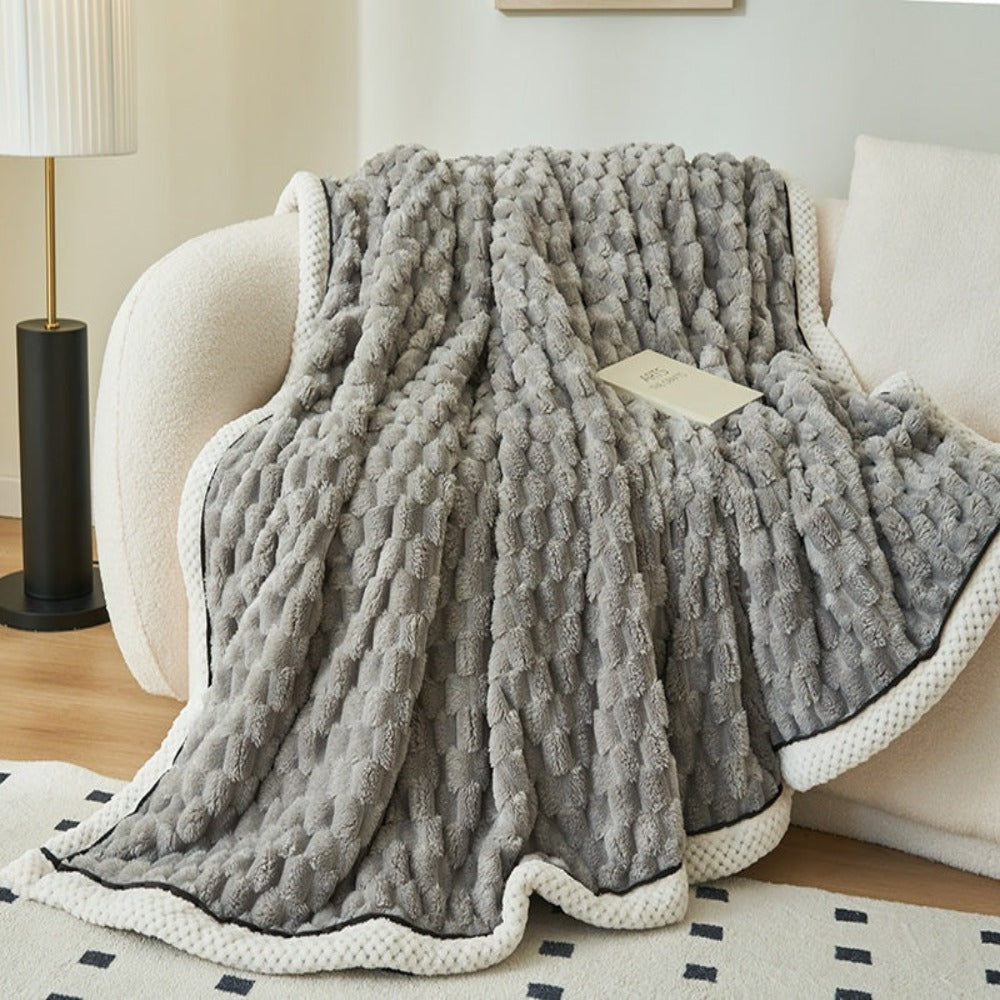 Plaid Sherpa Réversible à Texture Gaufrée