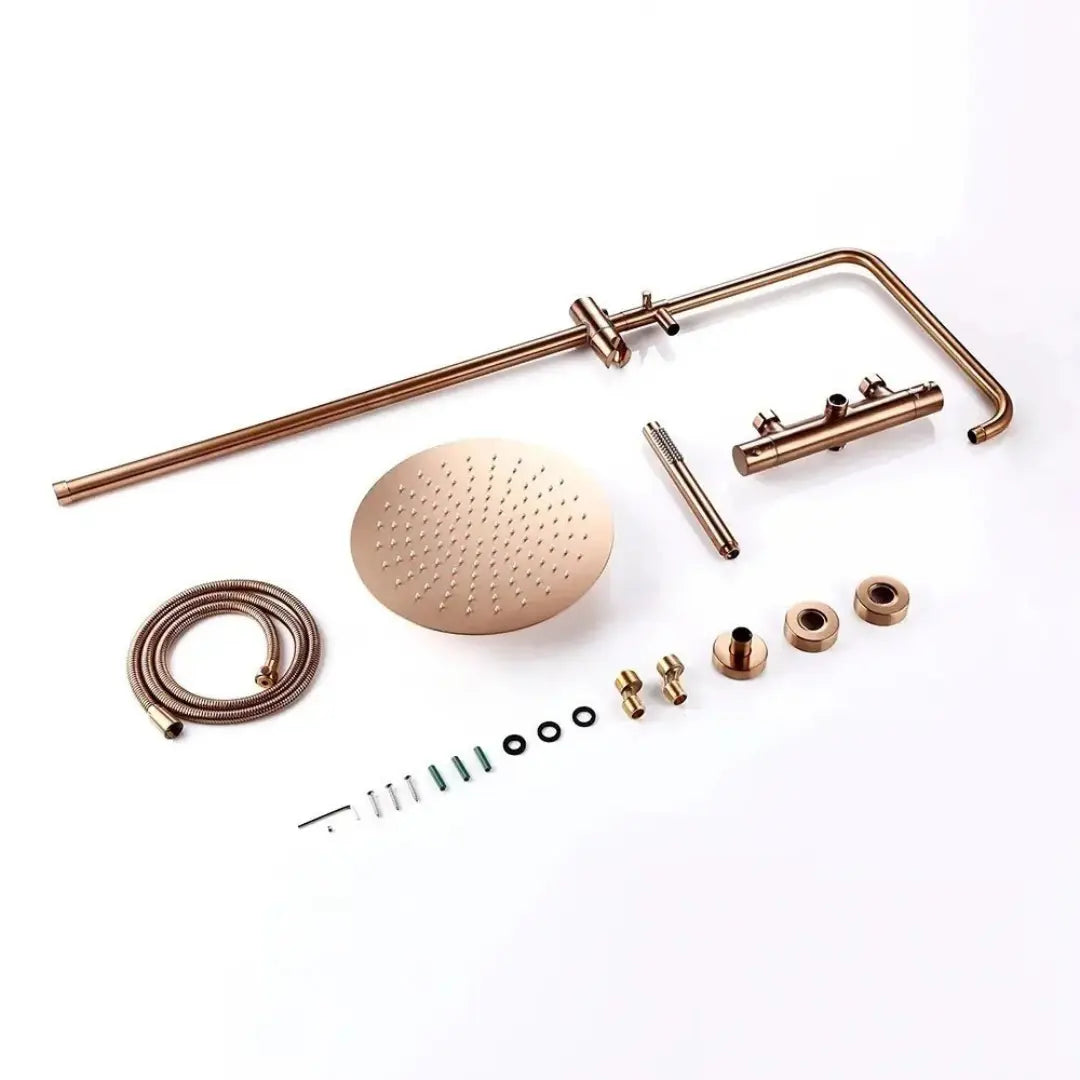 Kit colonne de douche thermostatique or rose brossé