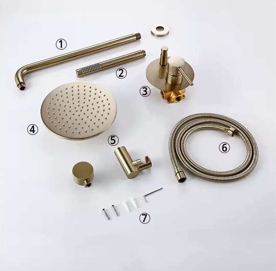 Contenu kit douche dorée