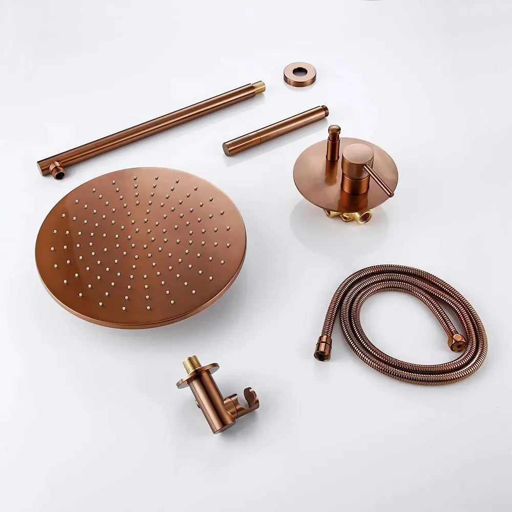 Contenu kit colonne de douche encastrée or rose brossé