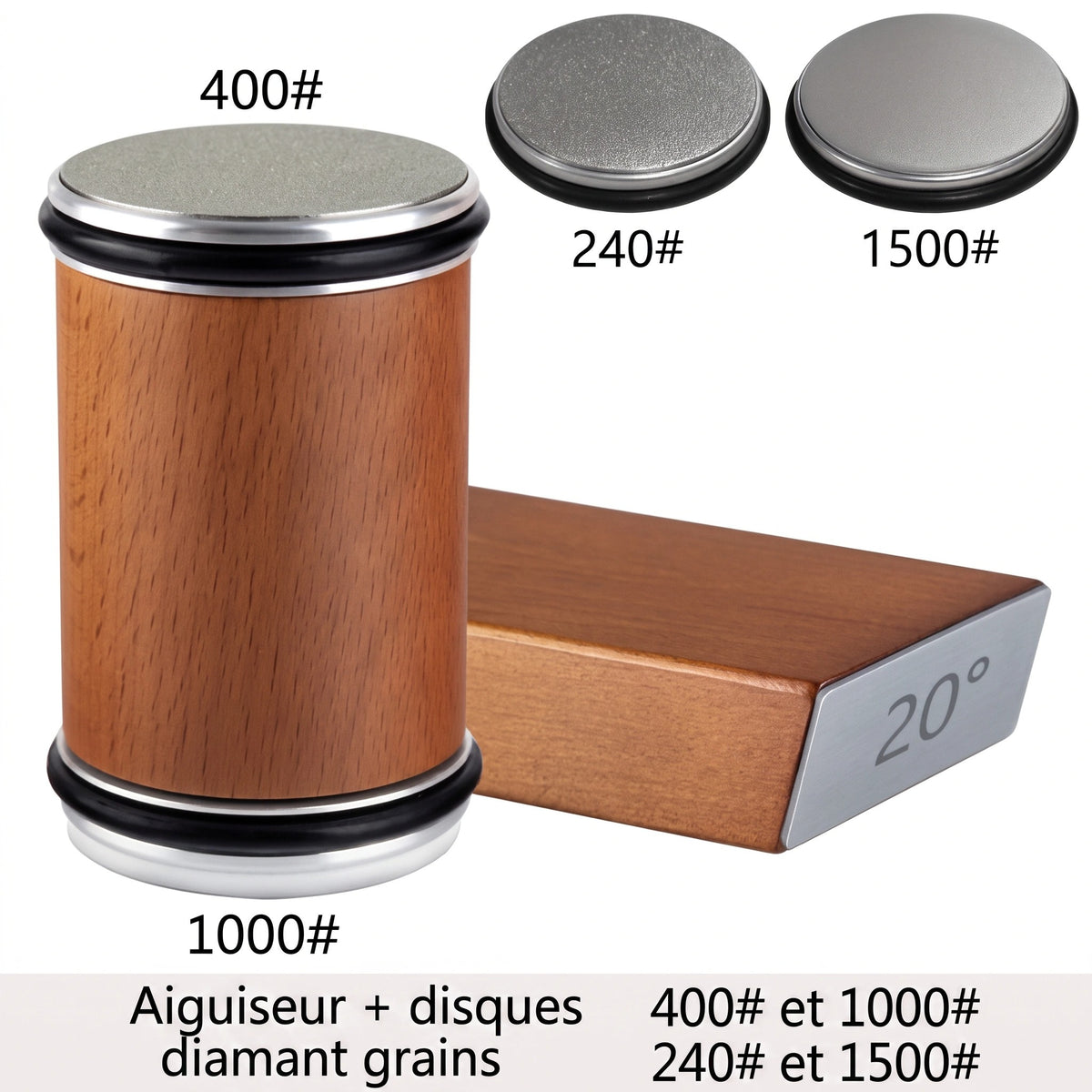 Kit d'Affûtage Diamant avec Guide Magnétique 15° et 20°