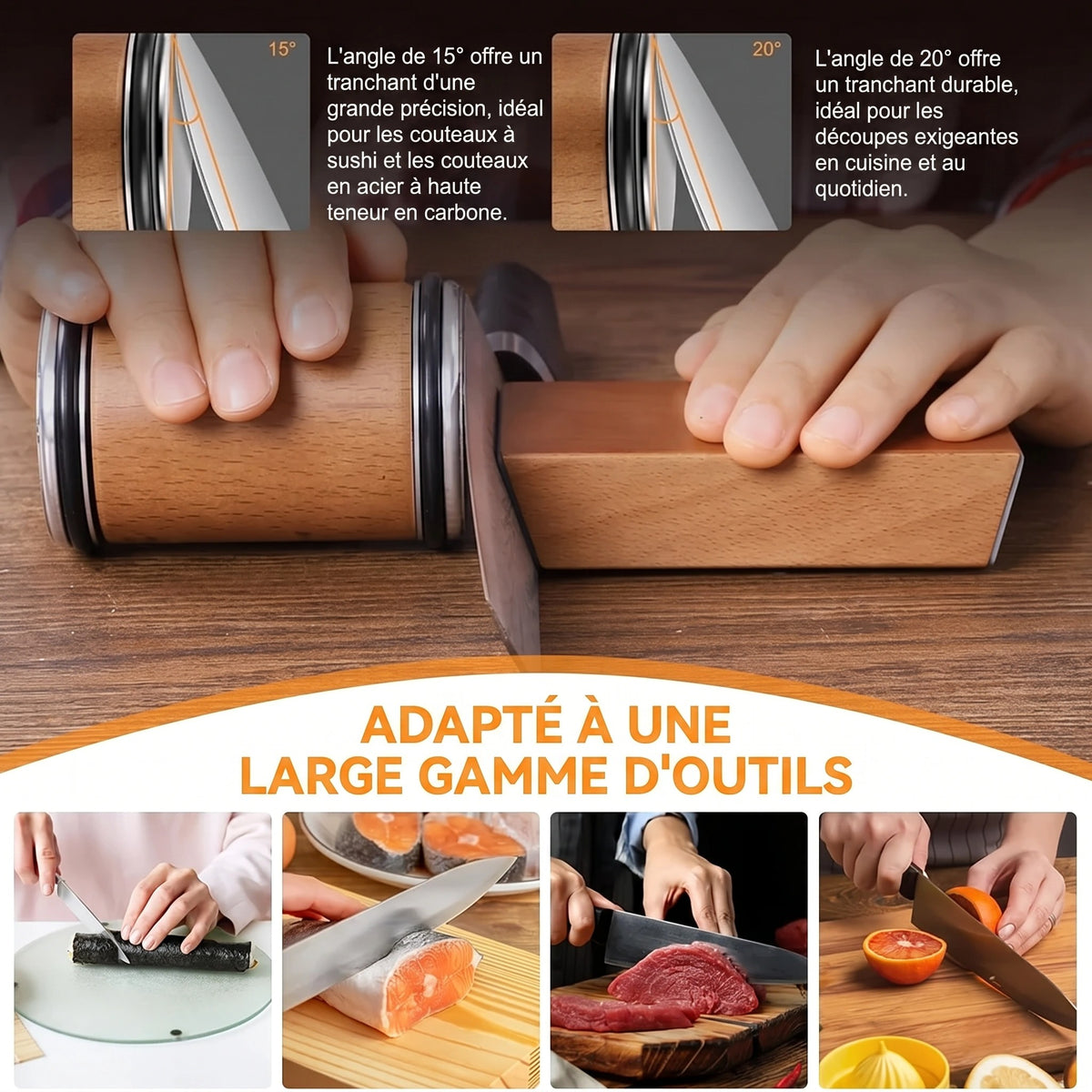 Kit d'Affûtage Diamant avec Guide Magnétique 15° et 20°