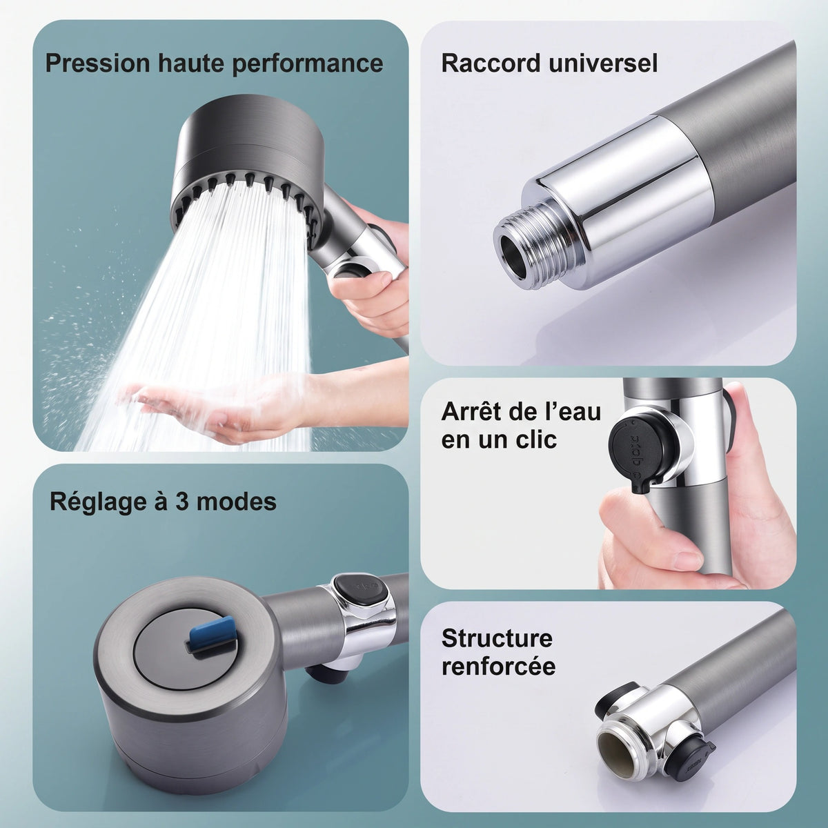 Pommeau de Douche Filtrant avec Massage et 3 Jets