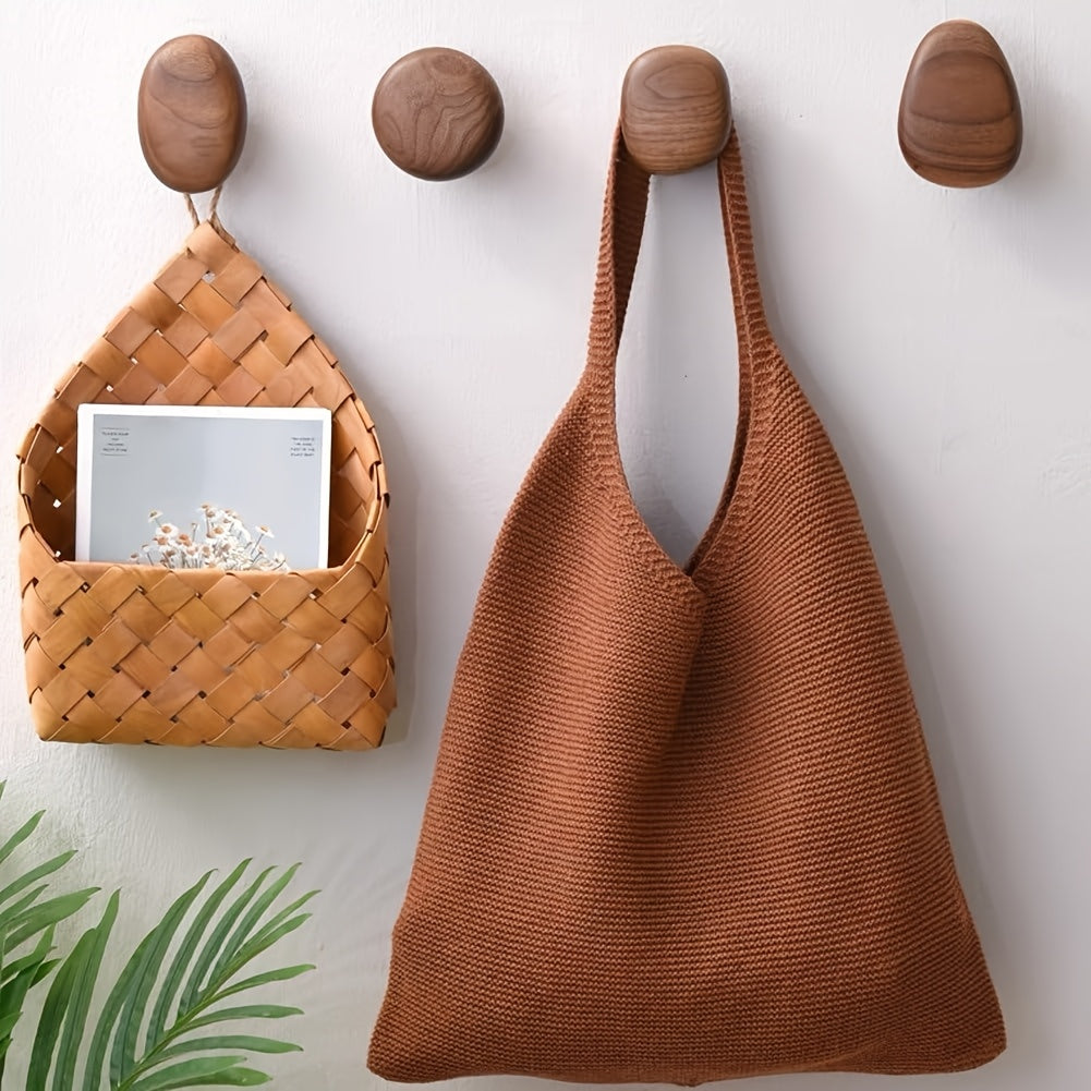 Lot de 4 Crochets Muraux en Bois Massif