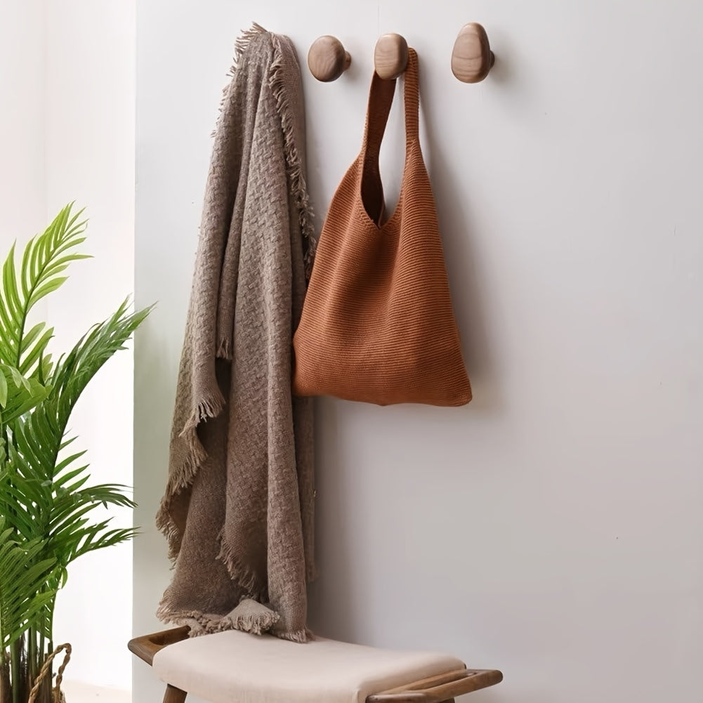 Lot de 4 Crochets Muraux en Bois Massif