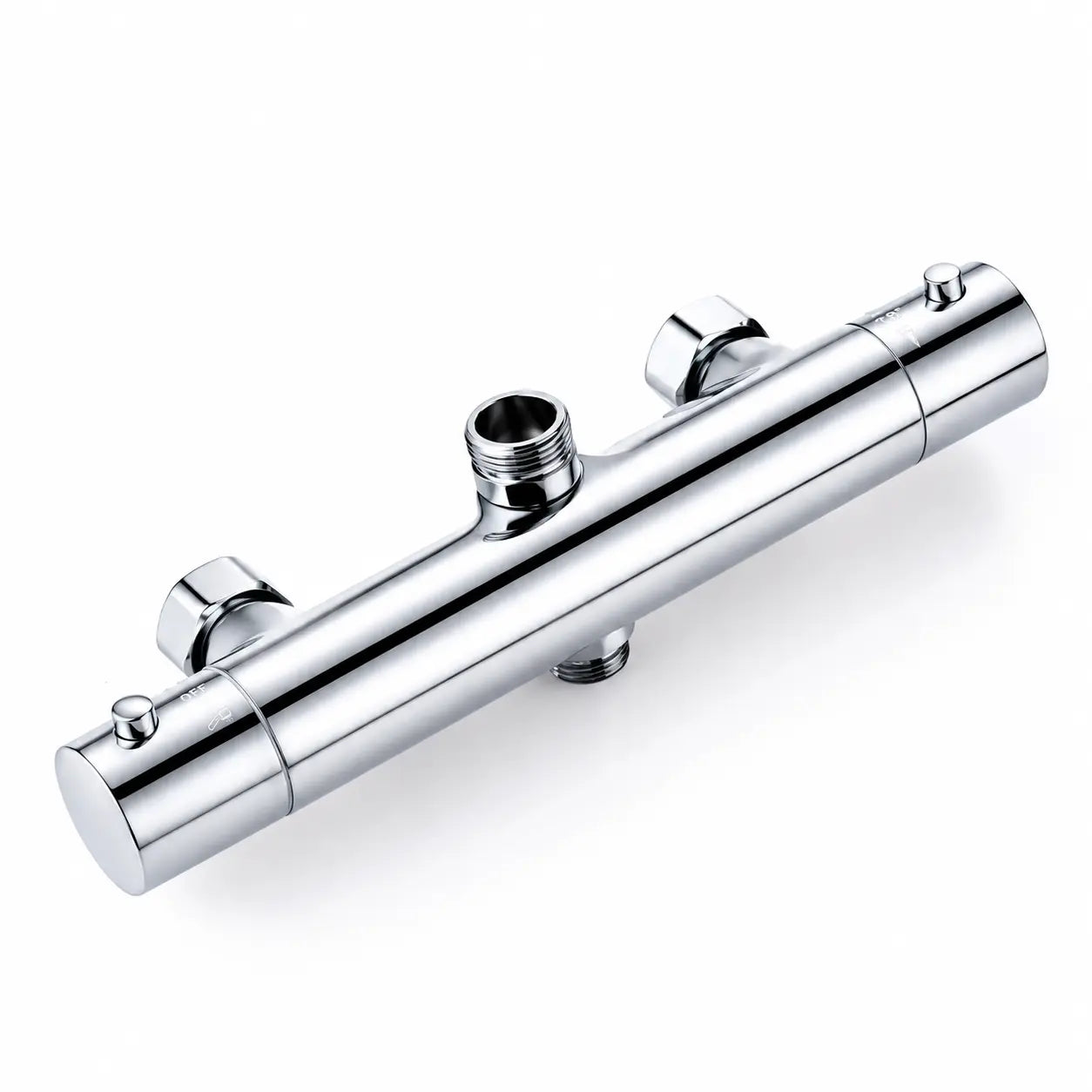 Colonne de douche thermostatique chrome — détail matière
