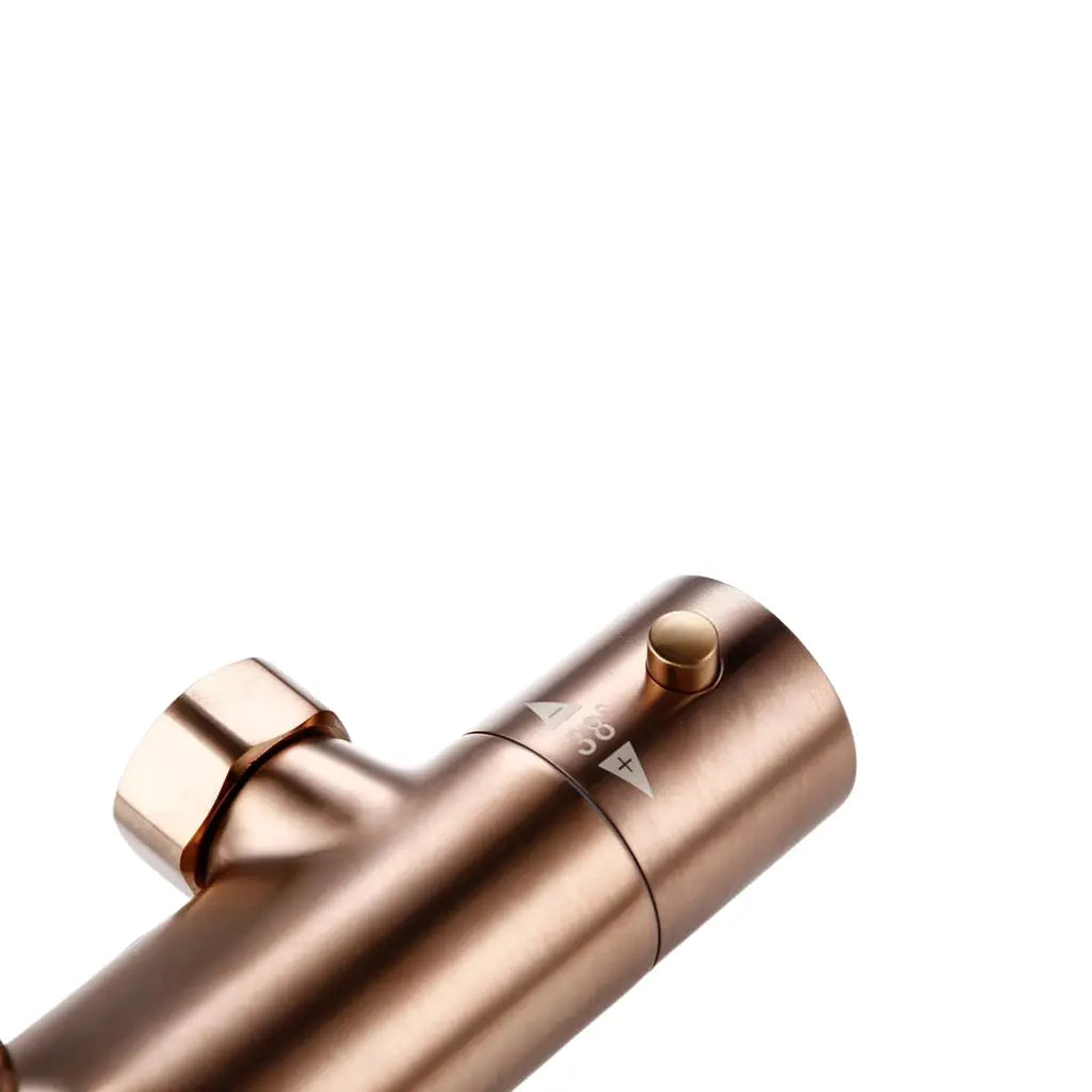 Mitigeur thermostatique de douche or rose brossé avec réglage de température Image