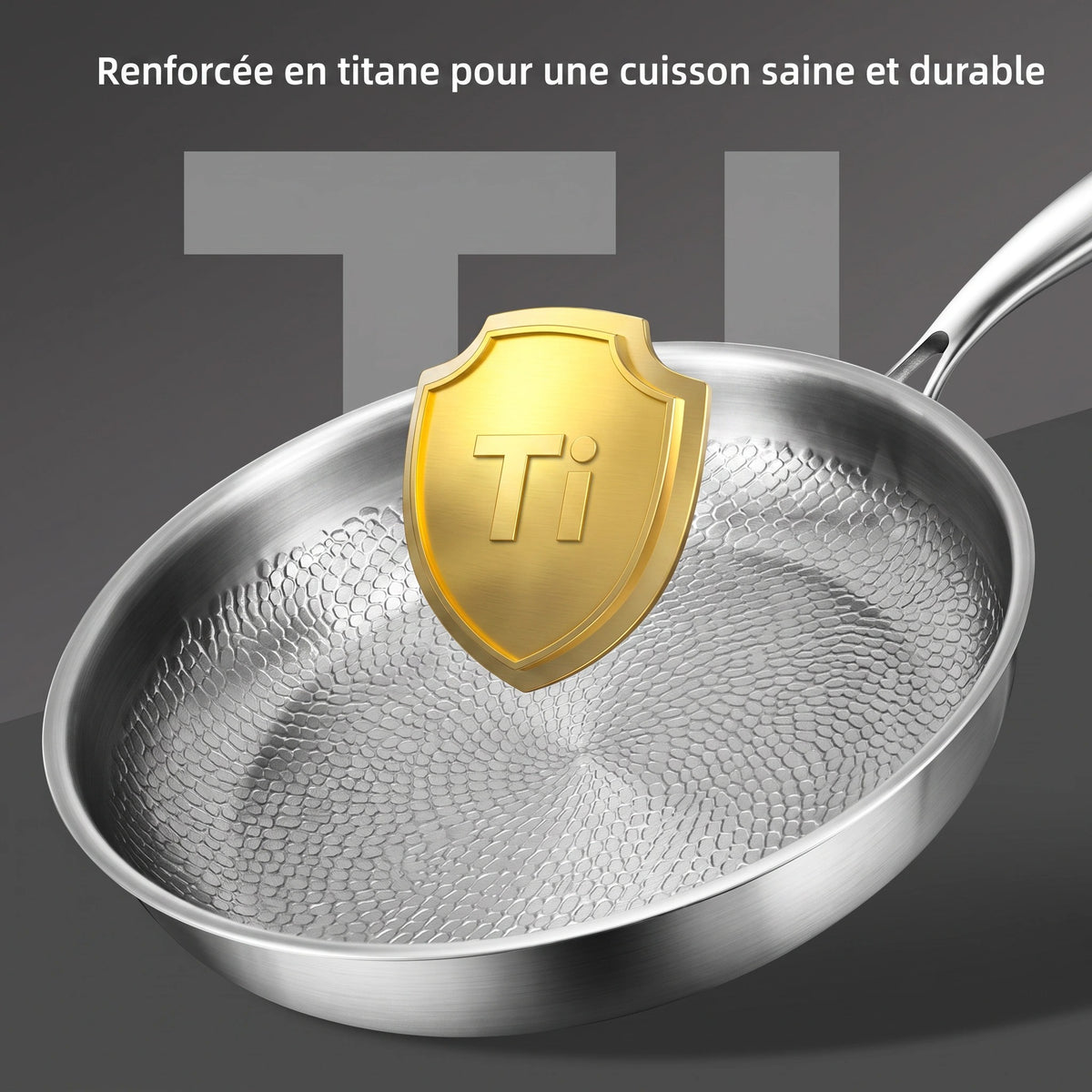 Poêle en Titane Martelé Antiadhésive avec ou sans Couvercle