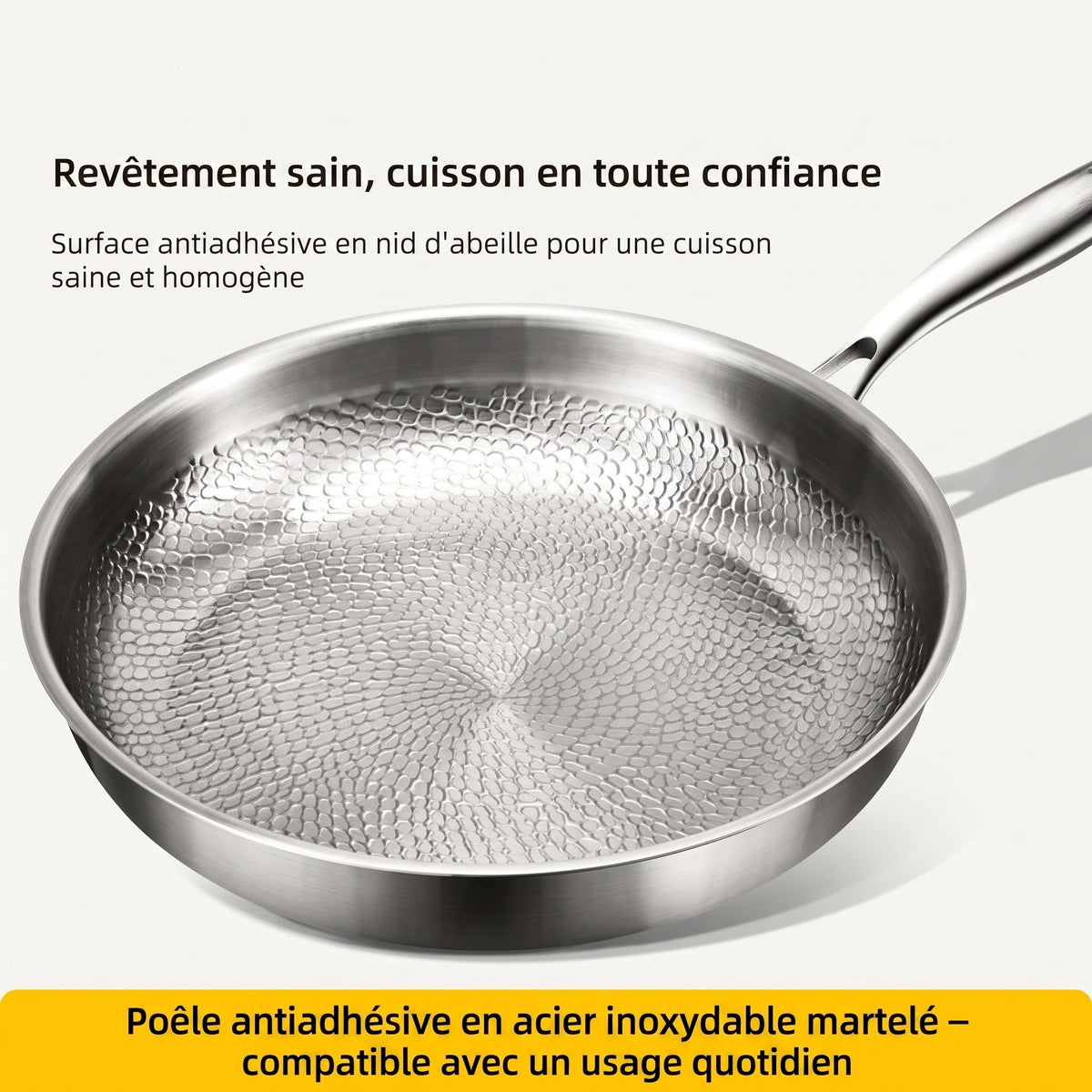 Poêle en Titane Martelé Antiadhésive avec ou sans Couvercle